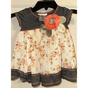 Bonnie Jean knit to challis print lined dress floral infant 12 Months